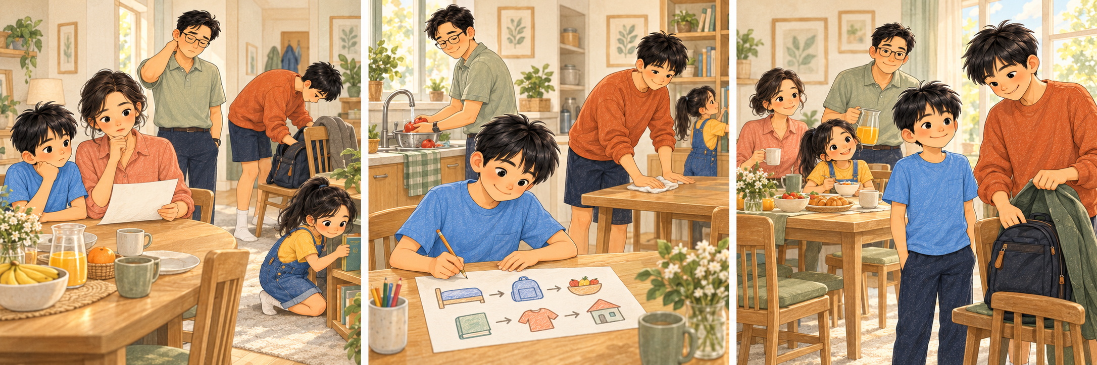 Sam一家人一起安排家中的小任务